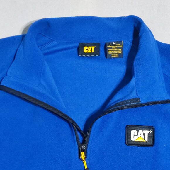 CAT 1/4 zip up fleece sweater men's size L blue long sleeve - Picture 3 of 9